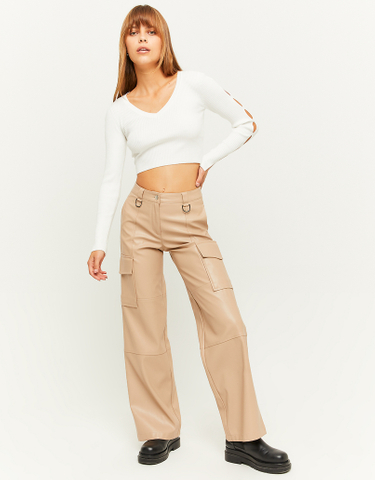 TALLY WEiJL, Brown Wide Leg Faux Leather Trousers for Women