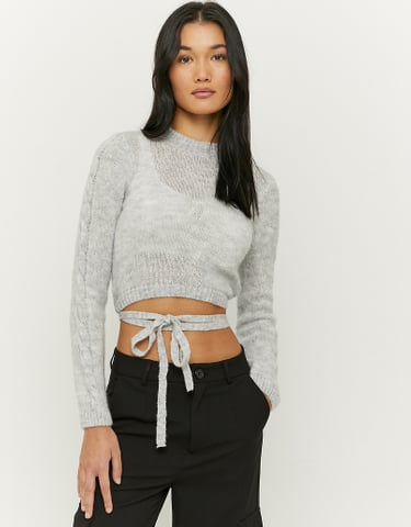 TALLY WEiJL, Pull Court Col Rond Gris for Women
