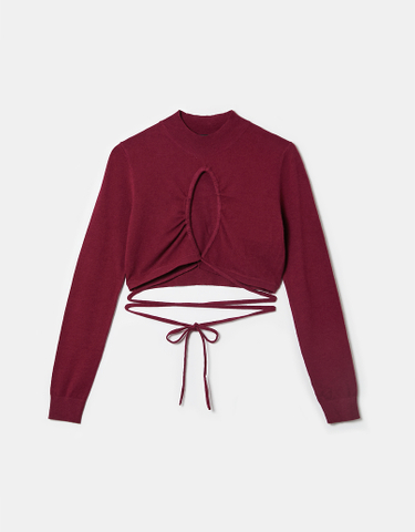 TALLY WEiJL, Rotes Langärmliges Crop Top mit Animal-Muster for Women