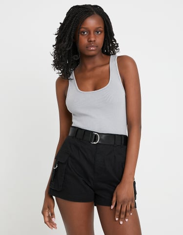 TALLY WEiJL, Black High Waist Cargo Shorts for Women