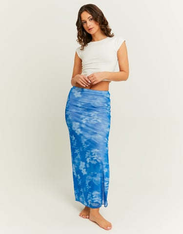 TALLY WEiJL, Blue Floral Mesh Long Skirt for Women