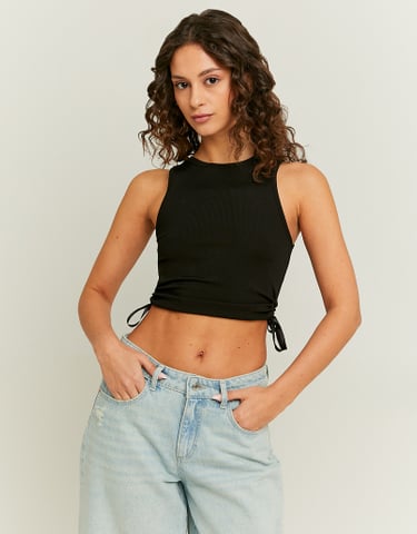 TALLY WEiJL, Black Cropped Top with Side Cut Outs for Women