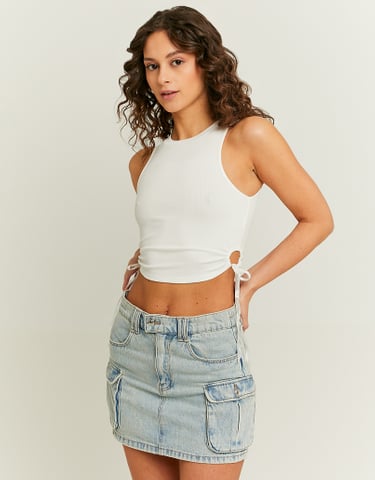 TALLY WEiJL, White Cropped Top with Side Cut Outs for Women