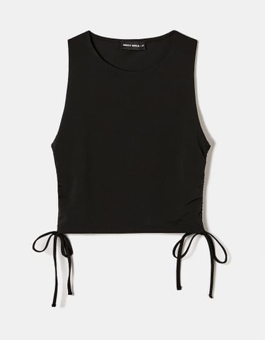 TALLY WEiJL, Black Cropped Top With Lateral Ruched for Women