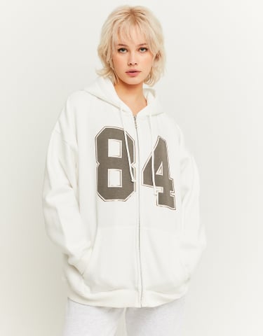 TALLY WEiJL, White Printed Oversize Hoodie for Women