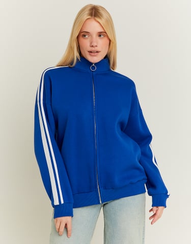 TALLY WEiJL, Blue Oversize Sweatshirt with Lateral White Bands for Women