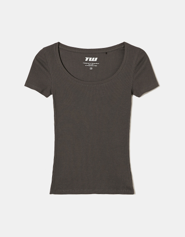 TALLY WEiJL, Grey Basic Short Sleeves T-shirt for Women
