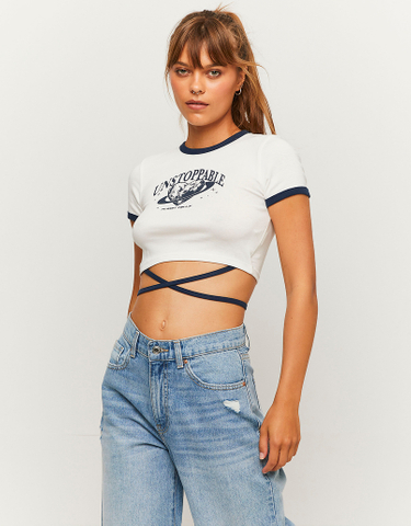 TALLY WEiJL, Lace Up Cropped Top for Women