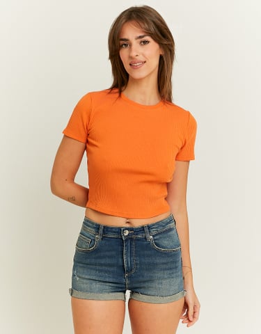 TALLY WEiJL, Oranges Basic Crop T-Shirt for Women