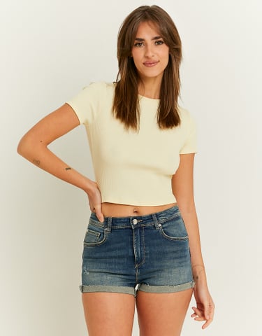 TALLY WEiJL, Yellow Cropped Basic T-shirt for Women