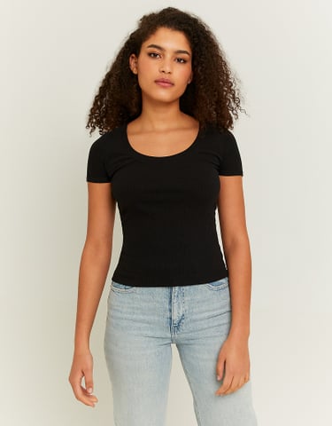 TALLY WEiJL, Black Basic Regular Fit T-shirt for Women