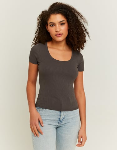 TALLY WEiJL, Grey Basic Regular Fit T-shirt for Women