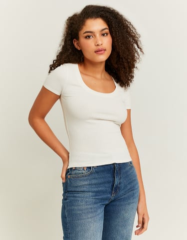 TALLY WEiJL, White Basic Regular Fit T-shirt for Women