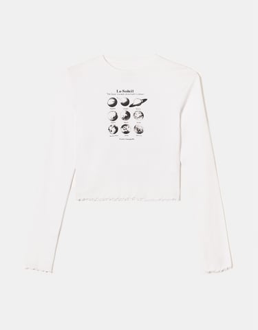TALLY WEiJL, Cropped Long Sleeves Printed T-Shirt for Women