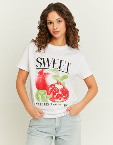 TALLY WEiJL, Weisses Oversized Print T-Shirt for Women