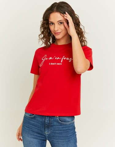 TALLY WEiJL, T-Shirt Oversize Rouge Imprimé for Women