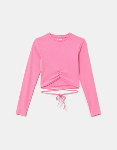 TALLY WEiJL, PinkesLace Up Cropped Top for Women