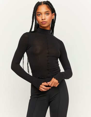 TALLY WEiJL, Μπλούζα Cropped Basic Μαύρη for Women