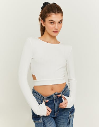 TALLY WEiJL, T-shirt basique blanc avec découpes latérales for Women