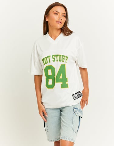 TALLY WEiJL, Oversized Varsity Print T-Shirt for Women