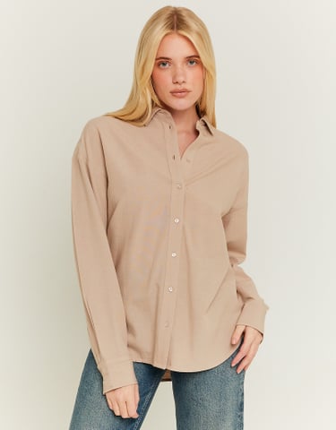 TALLY WEiJL, Beige Oversize Linen Shirt for Women