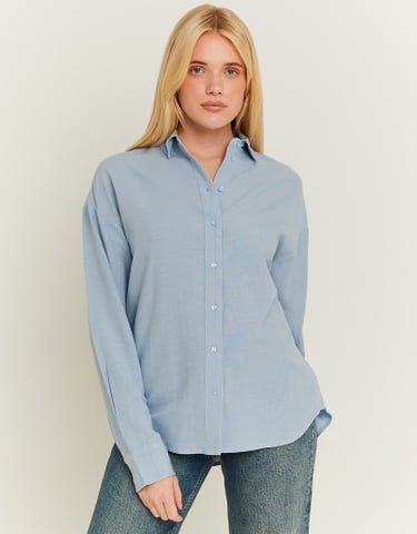 TALLY WEiJL, Hellblaues Oversize Leinen Shirt for Women