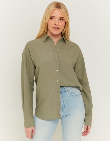 TALLY WEiJL, Khaki Oversize Linen Shirt for Women