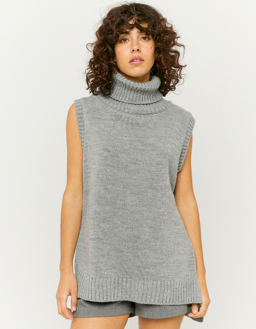 Pull Long Sans Manches Col Montant