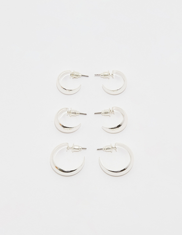 3-er Set silberne Creolen  | TALLY WEiJL