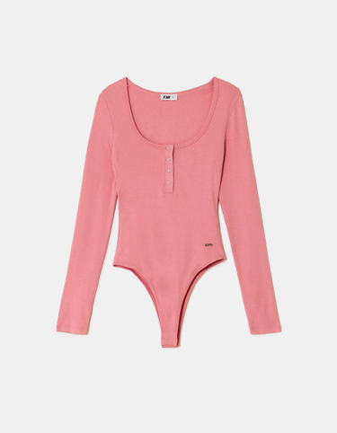 Body Rosa a Maniche Lunghe con Bottoni | TALLY WEiJL