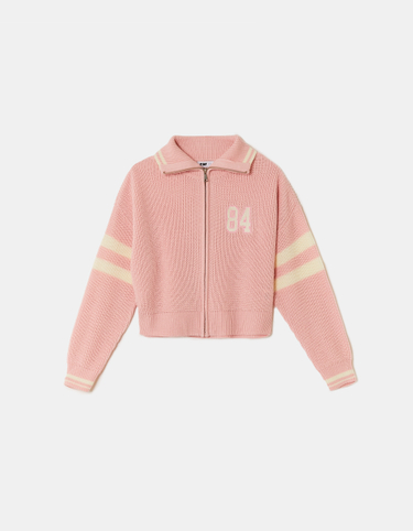 Cropped Zip-Up Cardigan with Graphic Detail | TALLY WEiJL