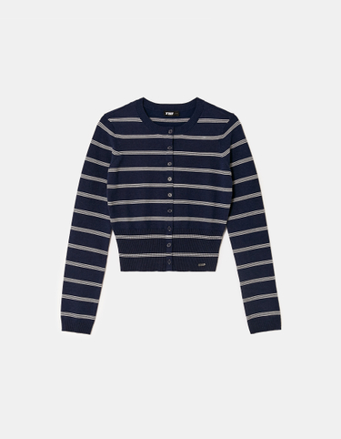 Blau gestreifter Strick-Cardigan | TALLY WEiJL