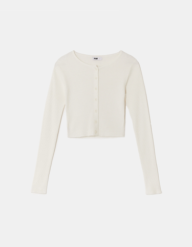 Off-White Crop Cardigan | TALLY WEiJL