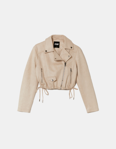 Veste Biker Blanche en Suédine | TALLY WEiJL