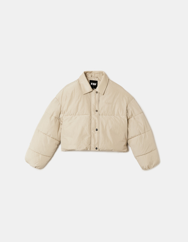 Piumino Bianco con Collo in Pelliccia Sintetica | TALLY WEiJL