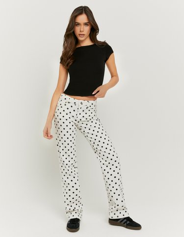 Weiße Straight-Leg-Hose mit Polka Dots | TALLY WEiJL