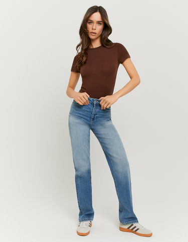 Blaue High Waist Straight Leg Jeans | TALLY WEiJL