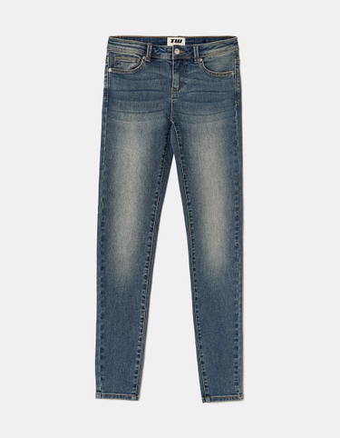 Blaue Low Waist Skinny Jeans | TALLY WEiJL