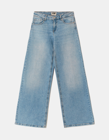 Blaue Mid-Waist Wide-Leg Jeans | TALLY WEiJL