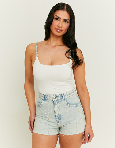 High Waist Mom Shorts with Strass | TALLY WEiJL