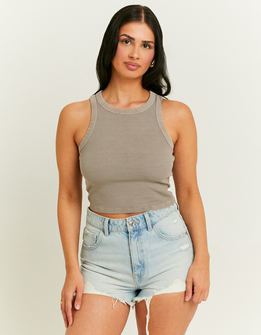 Grey Basic Cropped Tank Top | TALLY WEiJL