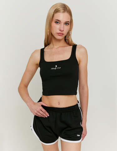 Schwarzes Tank Top mit Print | TALLY WEiJL