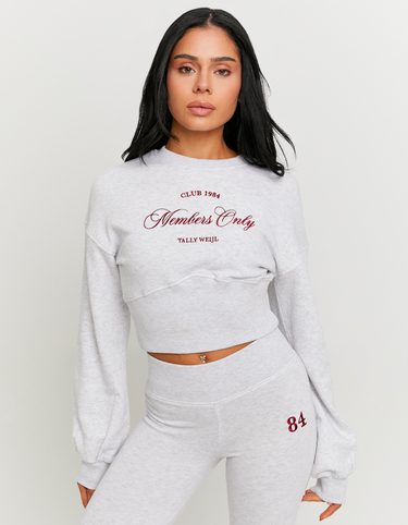 Felpa Grigia Ricamata | TALLY WEiJL