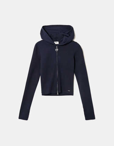 Blauer Zip-Hoodie | TALLY WEiJL