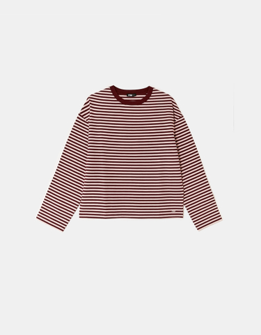 T-shirt borgogna a righe a maniche lunghe | TALLY WEiJL