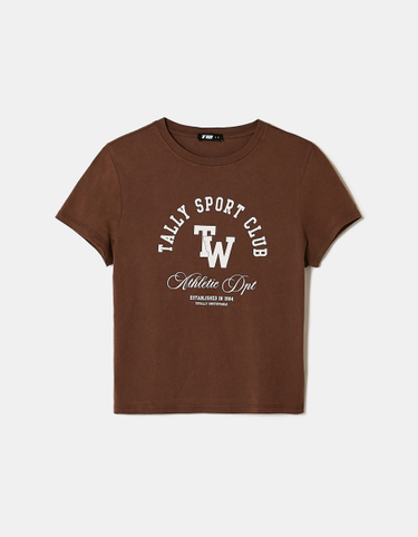 Braunes Bedrucktes T-Shirt | TALLY WEiJL