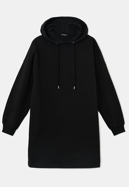 TALLY WEiJL, Black Hooded Sweat Dress for Women