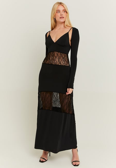 TALLY WEiJL, Black Lace Midi Dress for Women
