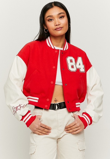 TALLY WEiJL, Rote Cropped Varsity Jacke for Women