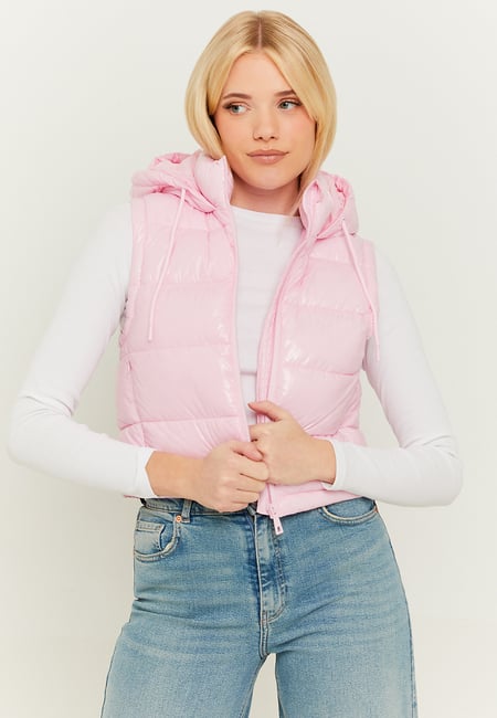 TALLY WEiJL, Pink Sleeveless Padded Jacket with Hood for Women